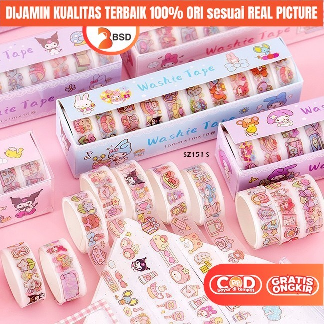 

BSD Mainan Sticker Tape Selotip Roll Kuromi Sanr!o DIY Kreatifitas Anak Perempuan 3 4 5 7 Thn