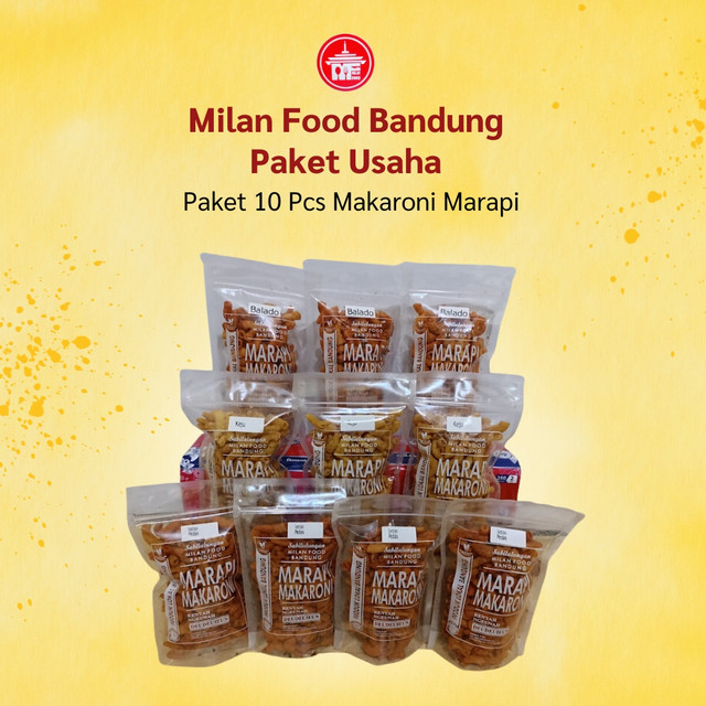 

Milan Food Bandung - Paket Usaha 10 pcs (NEW) Makaroni Marapi Snack Makanan Ringan 90gr