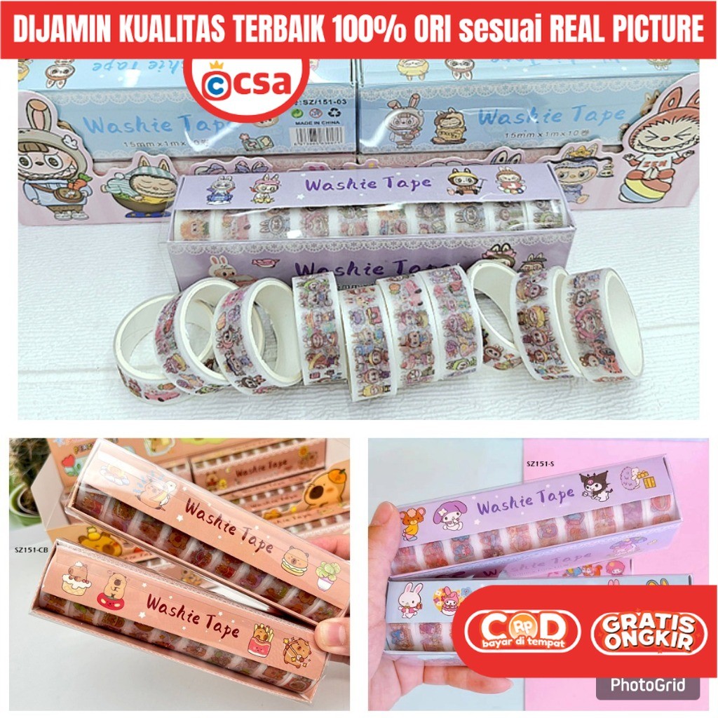 

CBA Mainan Sticker Tape Selotip Roll Kuromi DIY Kreatifitas Anak Perempuan Laki Laki 3 4 5 6 7 Thn