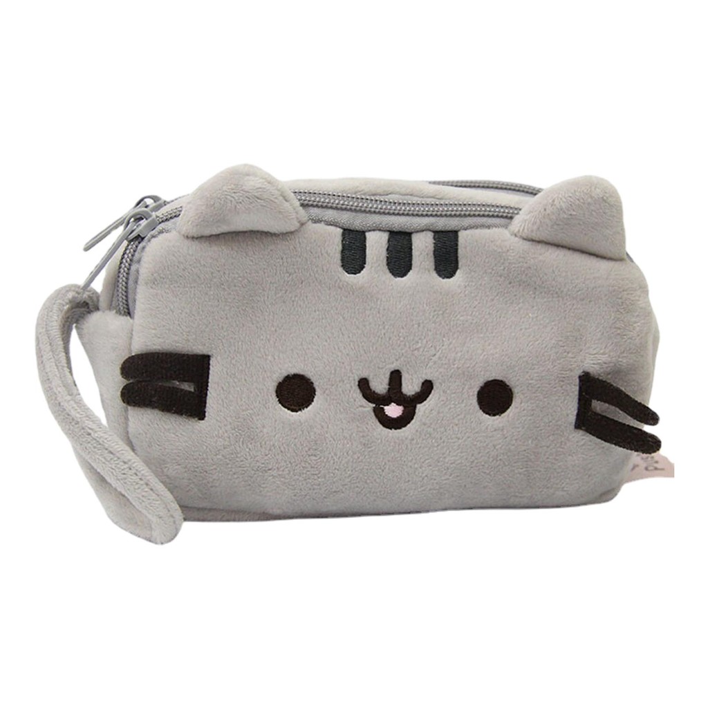 

Plush Pencil Case Cute Cat Makeup Bag Large Capacity Portable Plush Animal Stationery Storage Pouch Zipper Closure Pen Case
