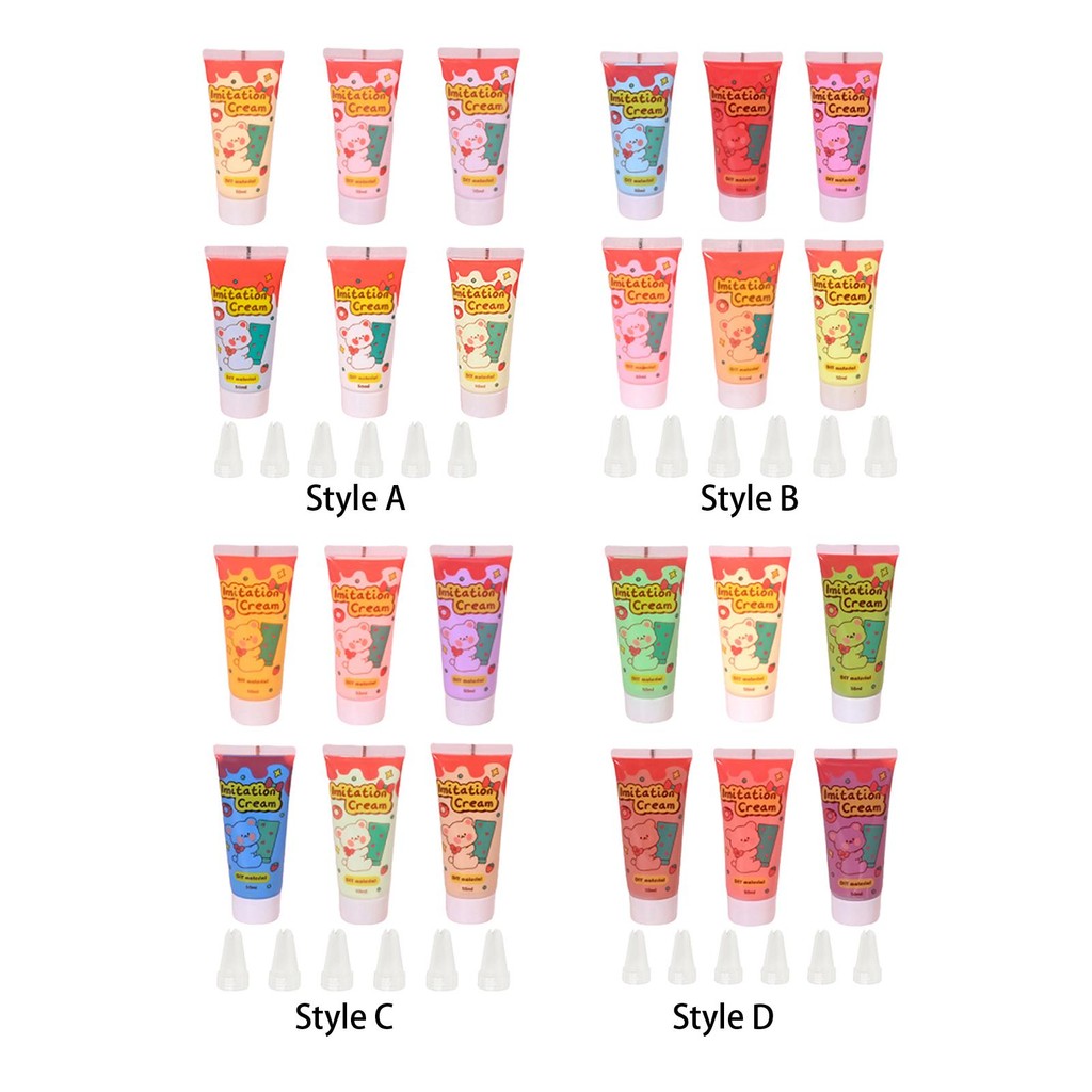 

6Pcs Cream Adhesive DIY Phone Case Simulation Whipped Cream Glue Set Cream Clay Glues for Phone Shell Crafting Jewelry Making