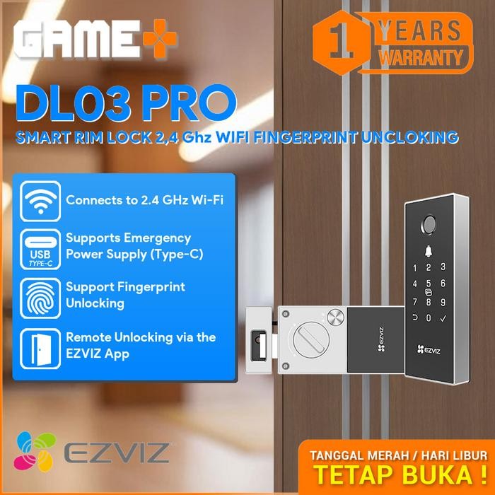 

EZVIZ DL03 PRO SMART RIM LOCK 2,4 GHZ WIFI FINGERPRINT UNCLOKING