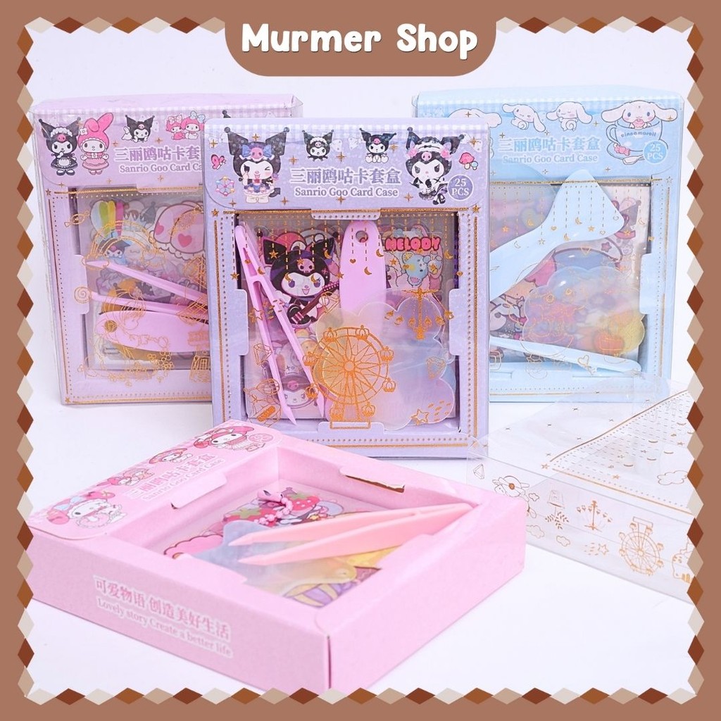

Sticker DIY Gantungan Kunci Sanrio CYW Akrilik + Biji lada Stiker, Washi, Gantungan, Spatula Box Paket Sticker lembar jurnaling lucu Tempelan Imut Cute