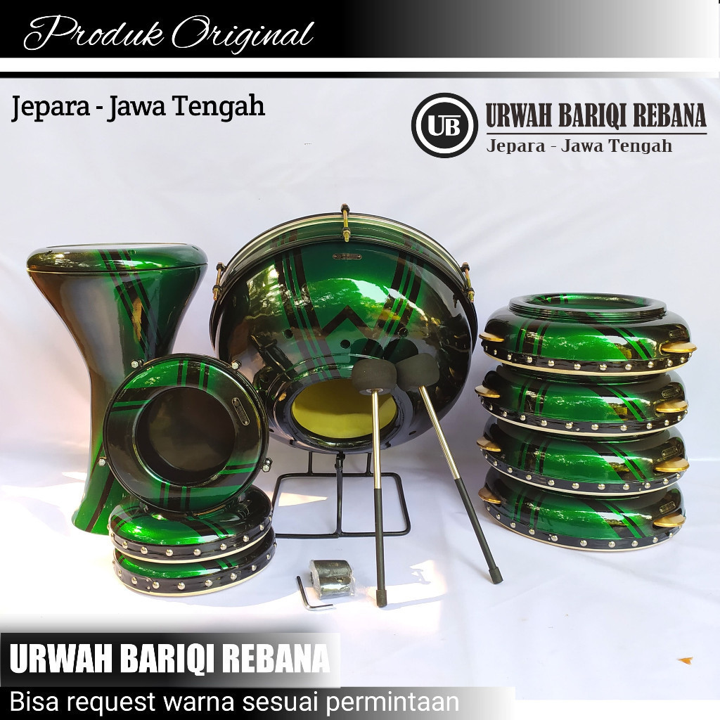 1 set alat rebana hadroh motif terlaris - 1 set hadroh motif - Hadroh polos