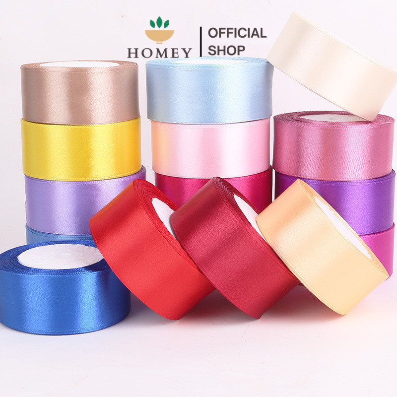 

HOMEY - PTA8 SATIN Pita Satin Roll Motif Setangan Satin dan Transparan Modern Pita Kado 4cm/Pita Dekorasi Buket