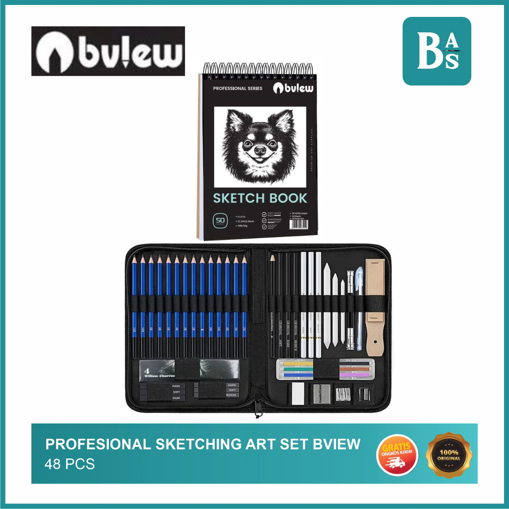 

BVIEW - Professional Sketching Art Set 48 Pcs - Sketchbook Paket Profesional - Bali Art Supplies