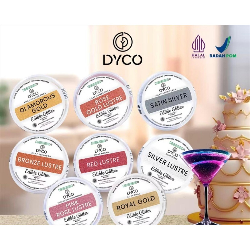 

DYCO PEWARNA MAKANAN BUBUK KILAP / EDIBLE GLITTER 4 GR