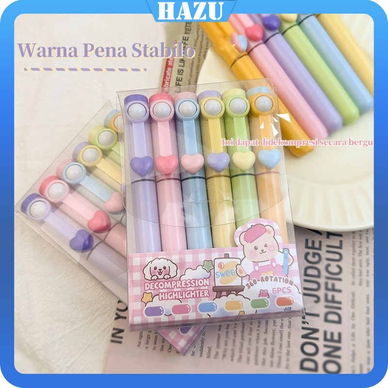 

Ready 6 Warna Pena Stabilo /Stabilo Siswa Highlighter / Lucu Journal Marker Pen/Alat Tulis Spidol Jurnal Stationary