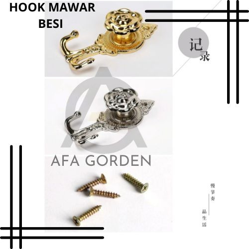 hook gorden model mawar terbuat dari besi sudah pree sekrup