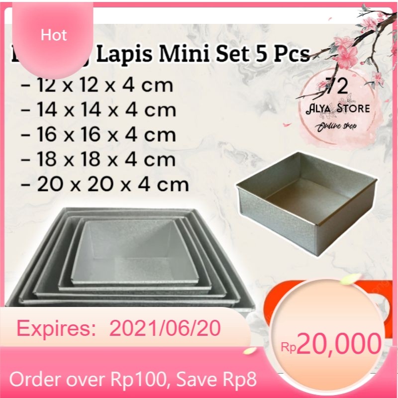 DB-0   LOYANG KOTAK MINI 12 14 16 18 20 CM / LOYANG KUE LAPIS LEGIT / LOYANG KUE LAPIS MINI / LOYANG