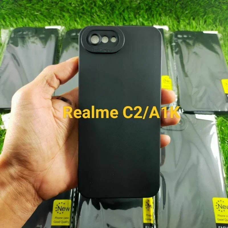 Soft Case Candy Macaron Realme C2 / Oppo A1K Casing Full Black Matte Slicon HP