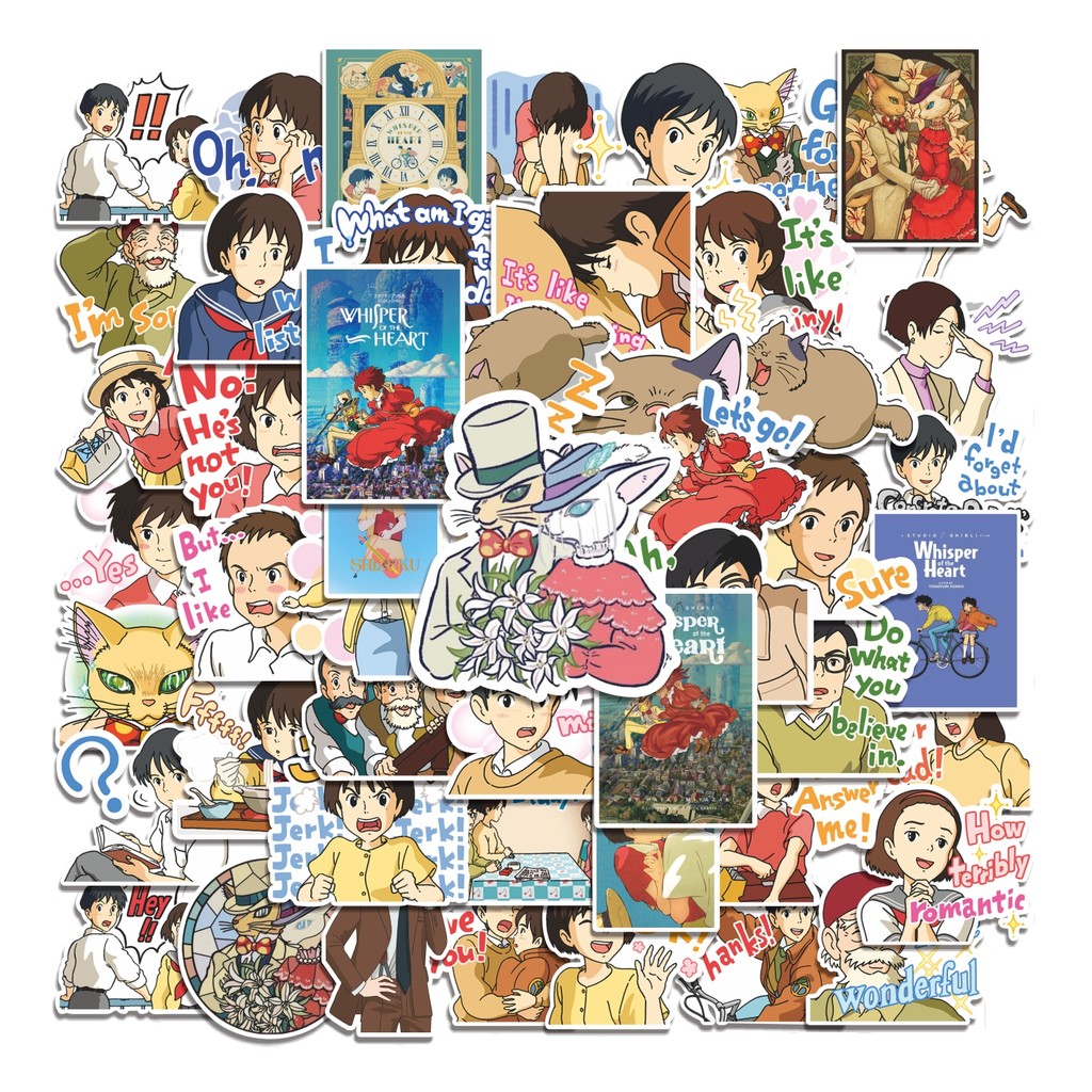 

COD 50 Pcs Stiker Whisper of the Heart Ghibli Lucu Anti Air Untuk Dekorasi Notebook Sepeda Skateboard Handphone DIY