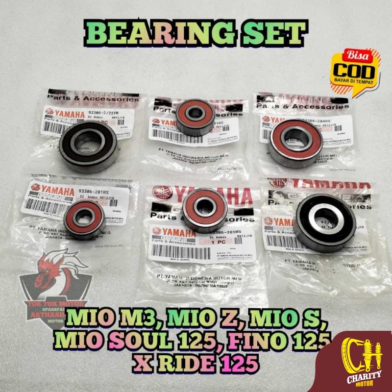 PAKET BEARING Rasio 2ph set 6 pcs UNTUK MOTOR MIO M3 , MIO Z , MIO S , MIO SOUL Gt 125 , FINO Fi Inj