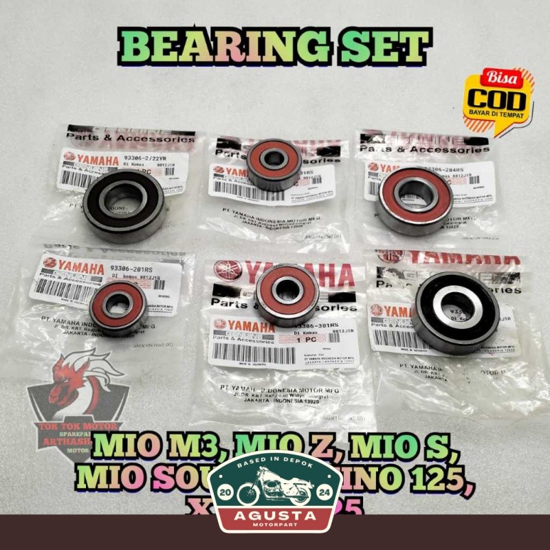 PAKET BEARING Rasio 2ph set 6 pcs UNTUK MOTOR MIO M3 , MIO Z , MIO S , MIO SOUL Gt 125 , FINO Fi Inj