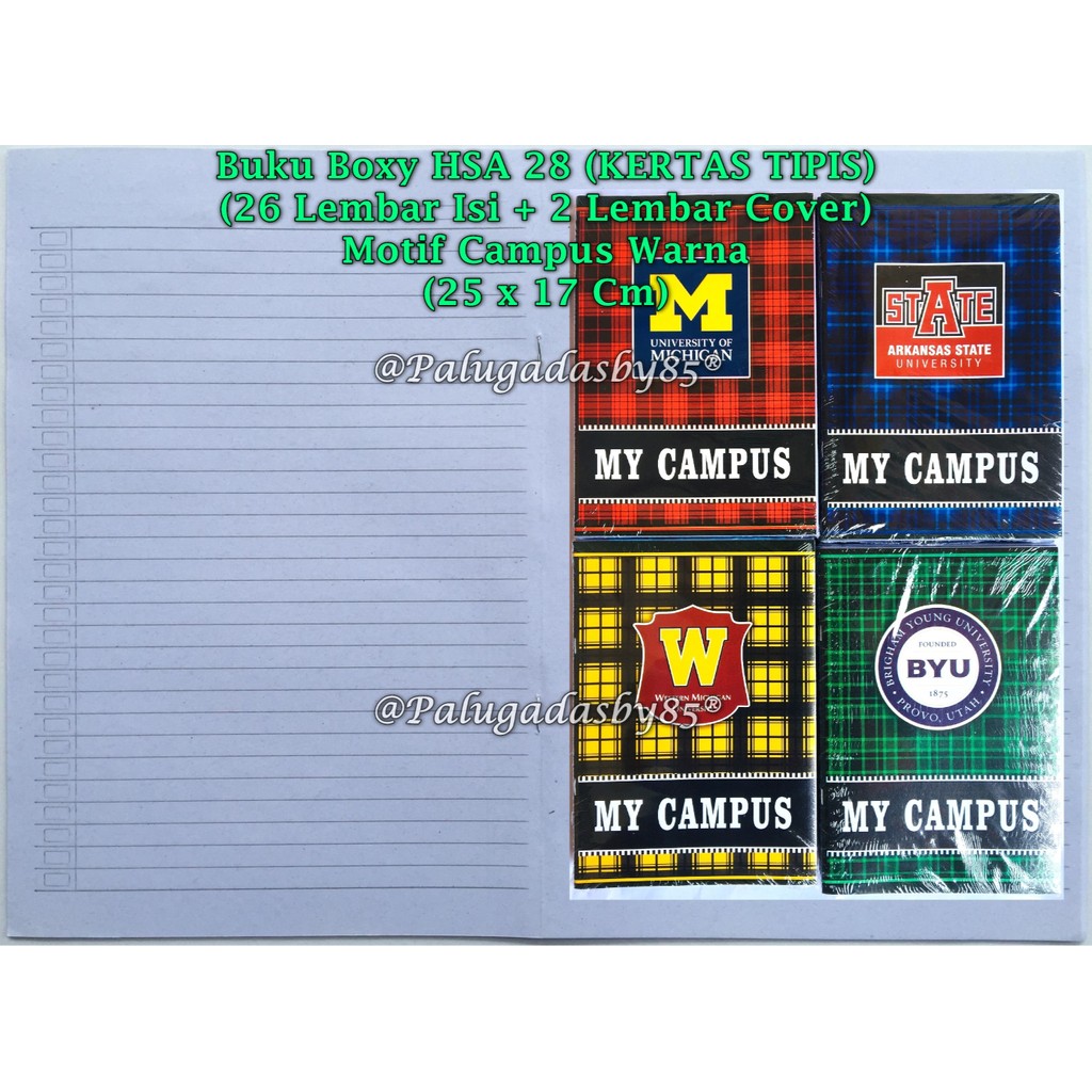 

(1 Pak Isi 10 Pcs) Buku Boxy HSA 28 Kertas Tipis 45g 25 x 17 / Buku Boxy High School Academy 28