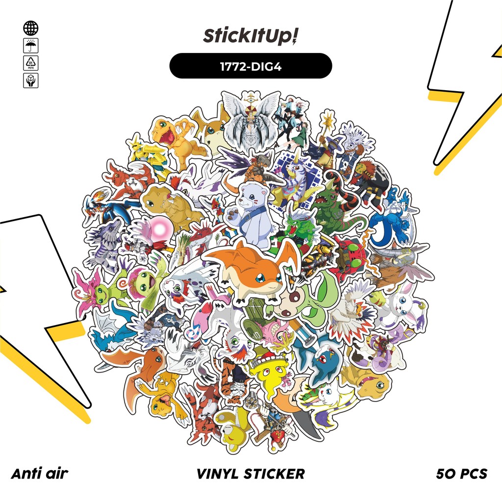 

COD 50 Pcs Stiker ANIME SERIES DIGIMON CHARACTER MIX 04 Lucu Anti Air Untuk Dekorasi Notebook Sepeda Skateboard Handphone DIY