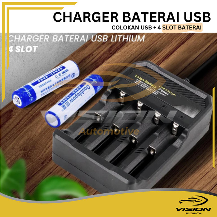Charger Baterai Casan Batre Universal USB 18650 18350 26650 16340 14500