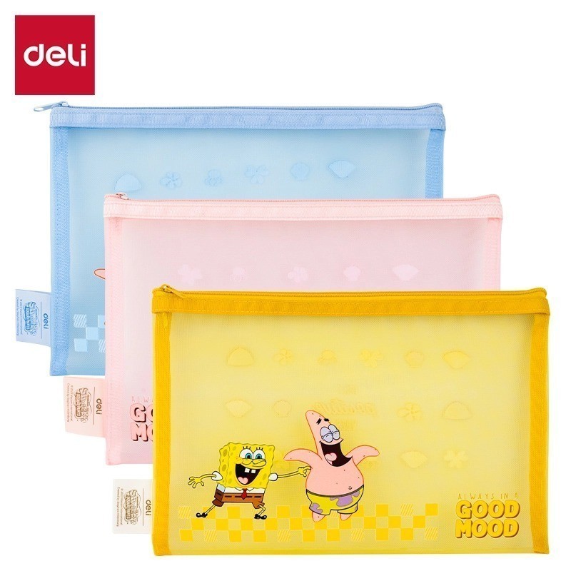 

Deli Transparent Mesh Zipper Bag Map Tas Resleting Jala Ukuran A4/A5 EH982 EH983 SPONGEBOB