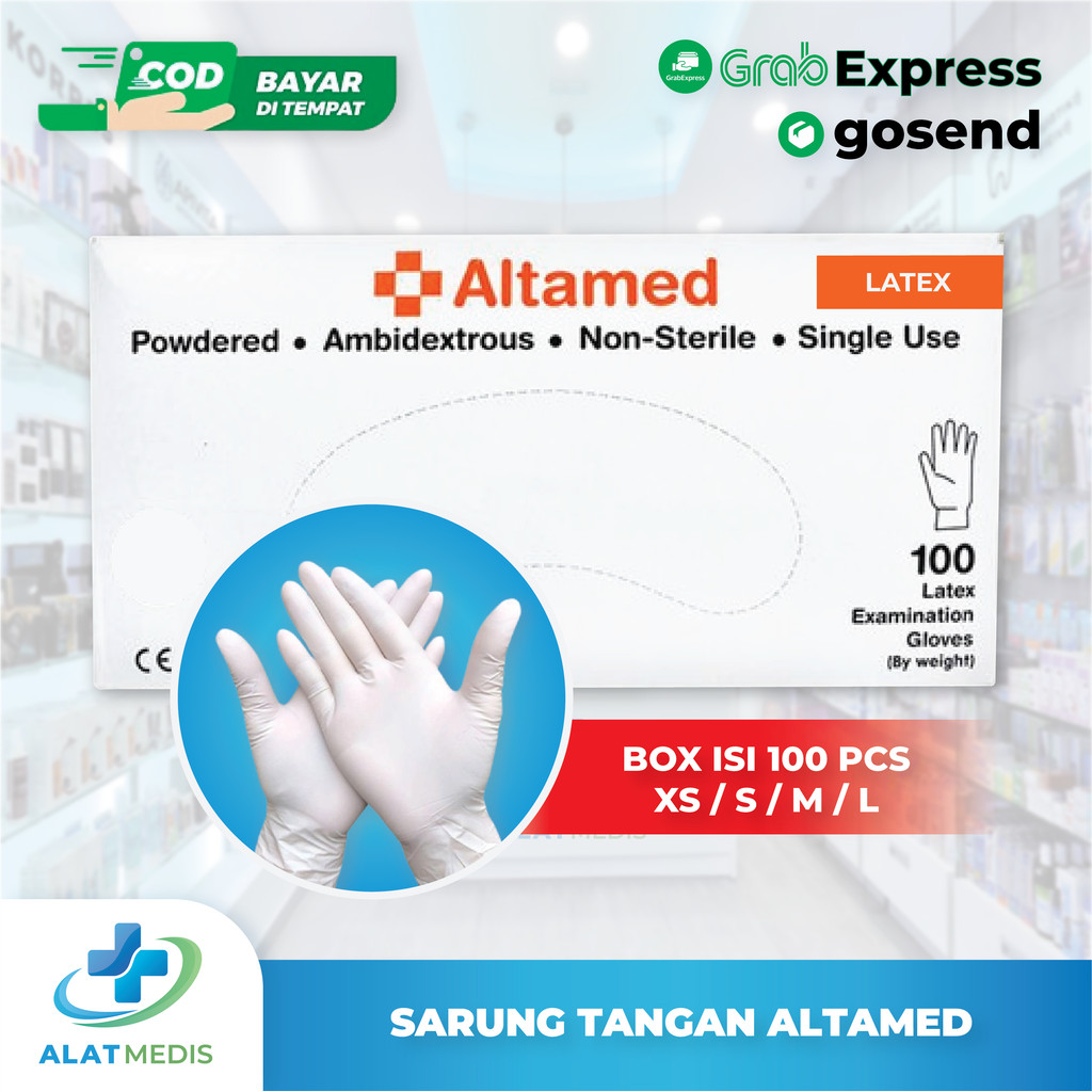 Sarung Tangan Latex Altamed / Altamed Latex Glove isi 100 / Sarung Tangan Karet