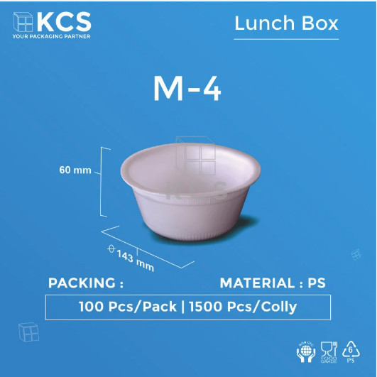 Foam KCS Mangkok M-4 - Sterofoam Mangkok Sedang M4 - isi 100 pcs - Sterofoam Mangkok - Mangkok Gabus