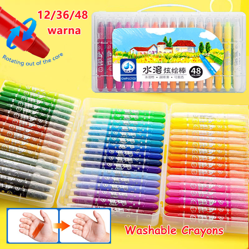 

Krayon berputar larut air / Krayon warna / tongkat berwarna-warni kanak-kanak/Crayon Grasp Mata Sedang 48 warna / 36 warna / 24 warna / 12 warna