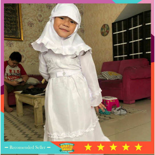 Baju Muslim Lebaran Idul Fitri Murah /GAMIS BUSANA MUSLIM ANAK PEREMPUAN BAJU GAMIS PUTIH ANAK USIA 
