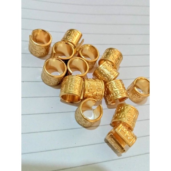 Gelang Burung Ring.dara.model.ukir.timbul.belah.Ring.merpati.dewasa.tipe.kuningan.ukir.timbul.belah.