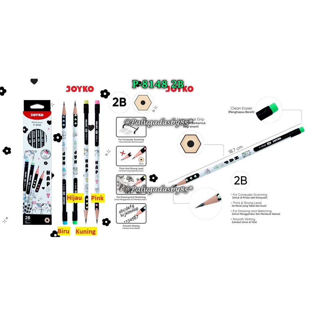 

(1 Pak Isi 12 Pcs) GROSIR Pensil JOYKO P-8148 2B / Pencil Pensil Joyko P-8148 2B (1 Pak Isi 12 Pcs)