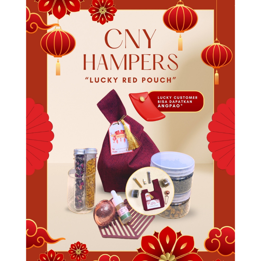 

Seduh Tisane CNY Hampers Imlek - Lucky Red Pouch Hampers | Gift ImlekTea Blend & Amaii Stevia Tetes