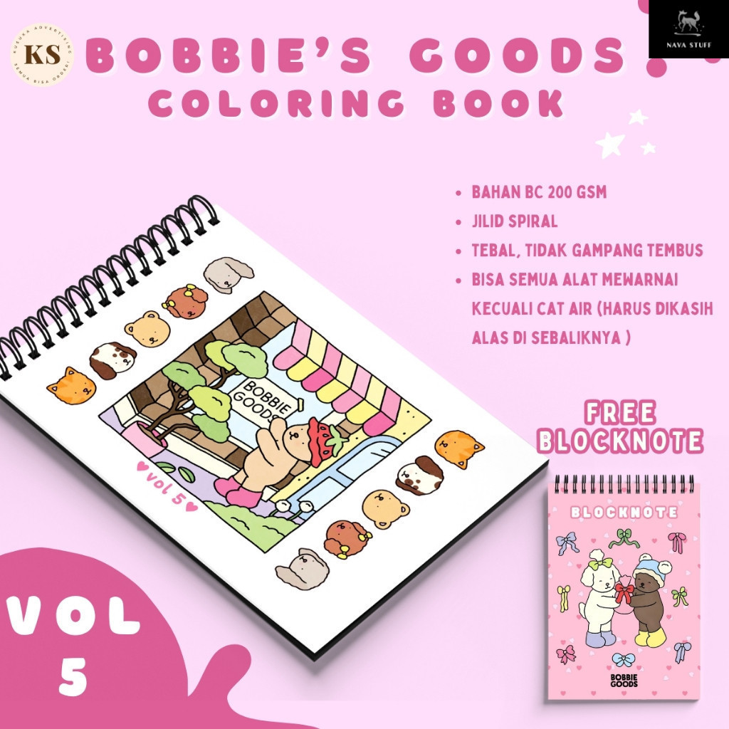 

Bobbie's Goods Coloring Book Vol 5 Buku Mewarnai Anak Remaja Dewasa Aesthetic Kertas Tebal