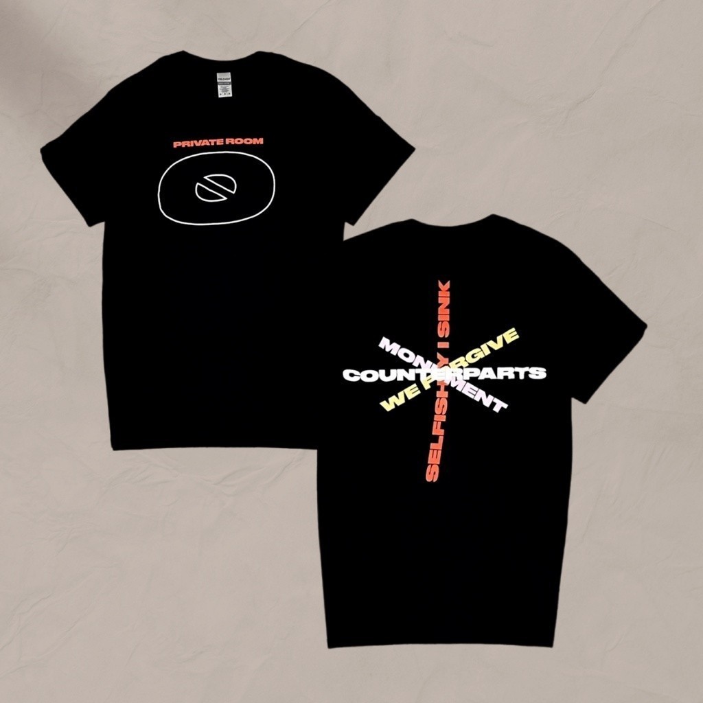 Counterparts - Private Room Tracklist Tshirt - Black T shirt Kaos BAND Cotton Combed 24s TEBAL