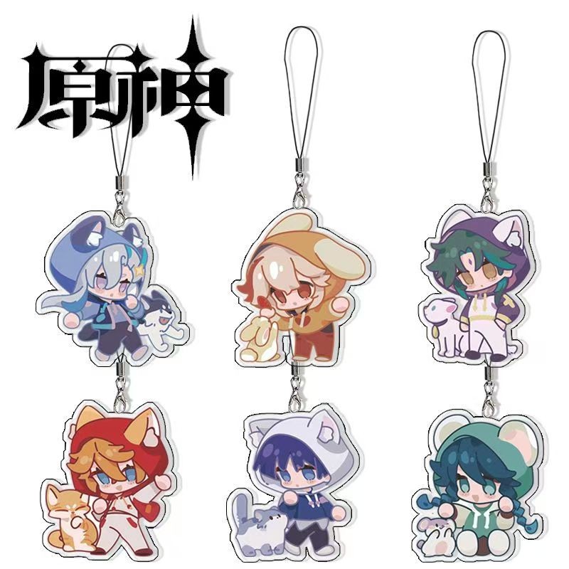 Keychain Cartoon Acrylic Key Chain Game Genshin Impact Sethos Mualani Kachina Kinich Emilie Cosplay 