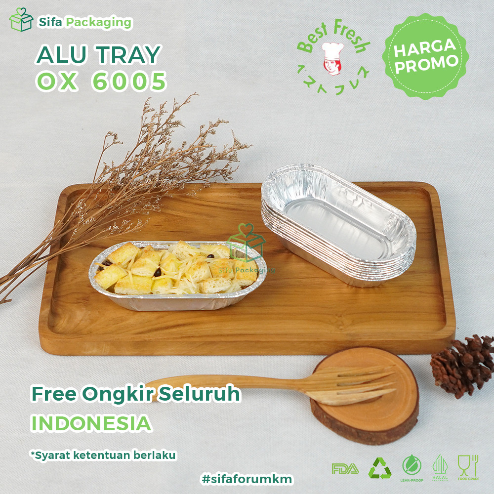 Alumunium Foil Tray Cup OX 6005 Pie Mini Macaroni Schotel Kue Roti Spaghetti Brulee