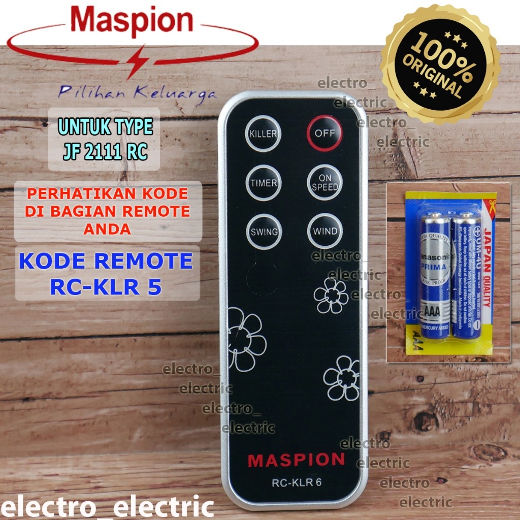 Maspion Remote Kipas Angin JF 2111 RC - Remote RC-KLR 6 Kipas Angin Maspion Kotak Berdiri - Remote K