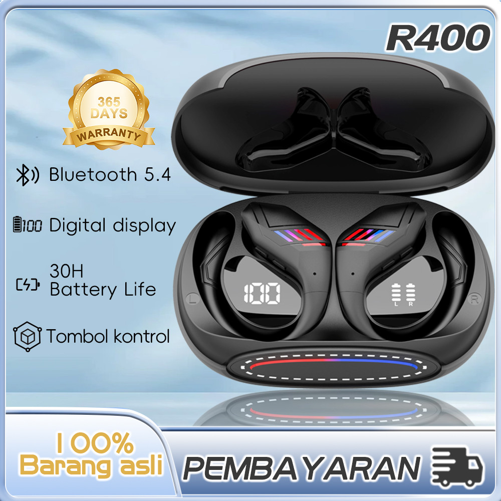 R400 Headset Bluetooth 5.3 Wireless Earphone Long Battery HiFi Waterproof Bass Earbuds