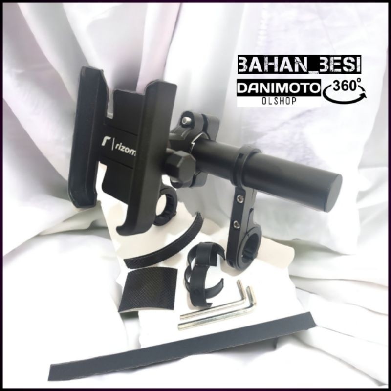 AXANSHOP Holder HP Stang Bulat Motor Paket Breket + Holder Besi PCX ADV Vixion CB150R Beat Ninja RX 