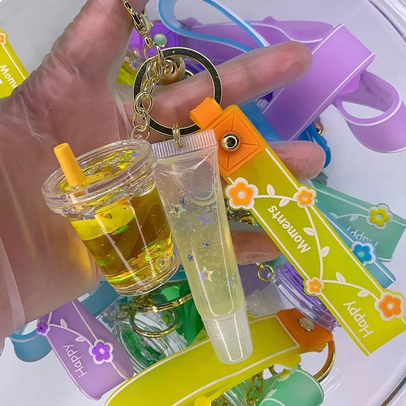 Gantungan Kunci Akrilik Cair Dasar Lipgloss Fashion Baru Anak-anak Buat Gantungan Kunci Sendiri Kosm
