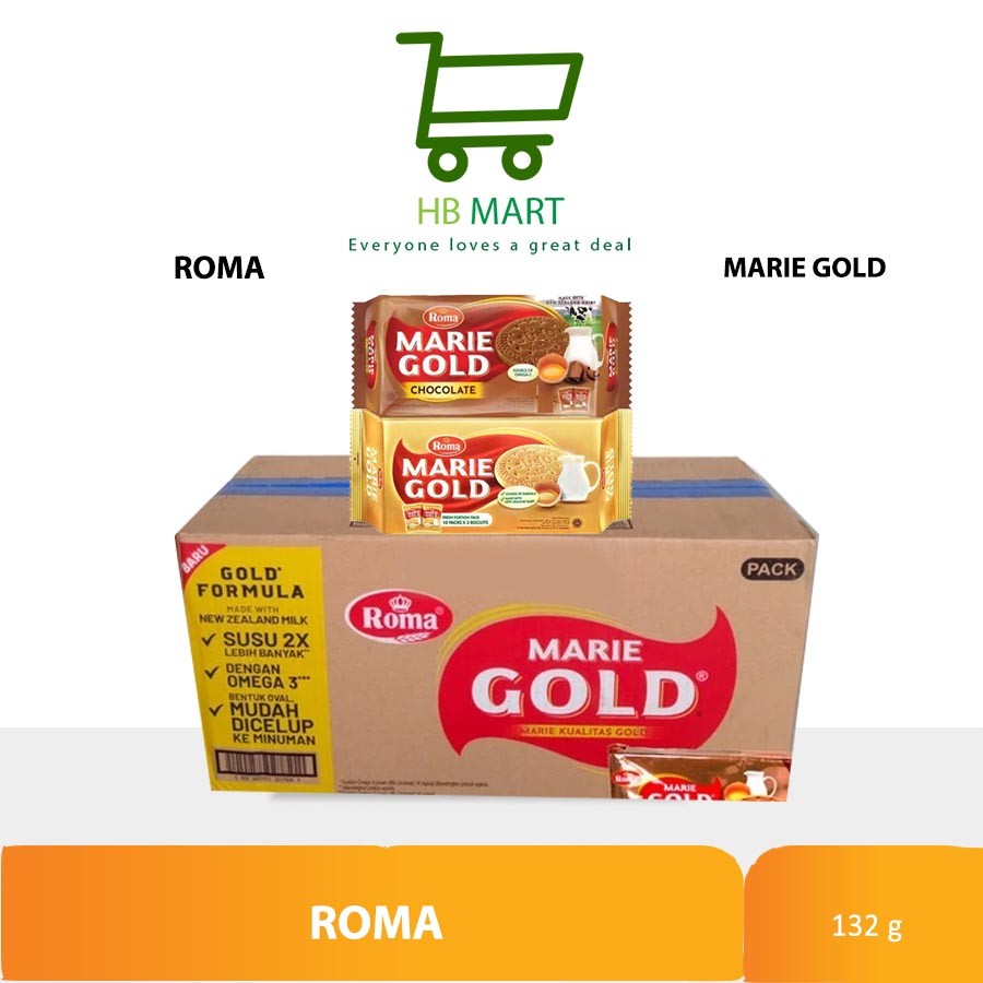 Roma MARIE GOLD / COKELAT 132 gr Multipack - ( HARGA 1 DUS ISI 24 Pcs )