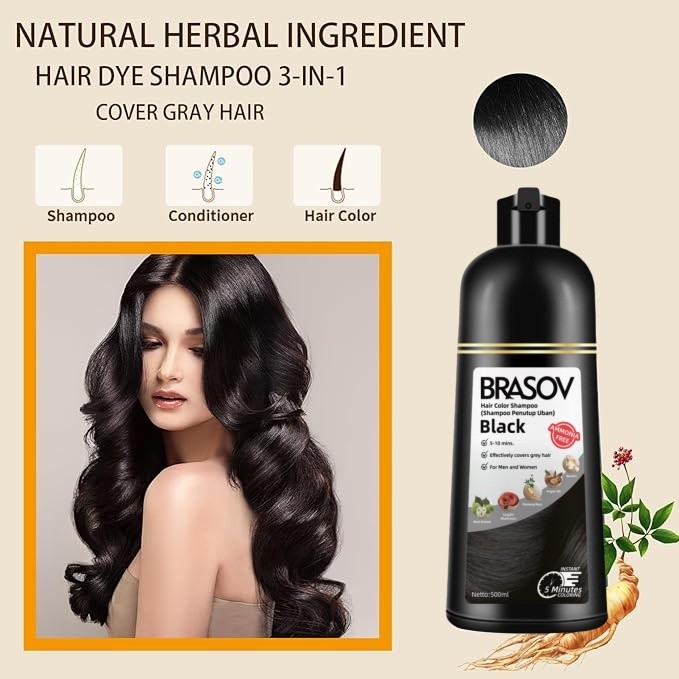 Sampo Pewarna Rambut untuk Rambut Beruban - Sampo Pewarna Ajaib - Mewarnai Rambut dalam Hitungan Men