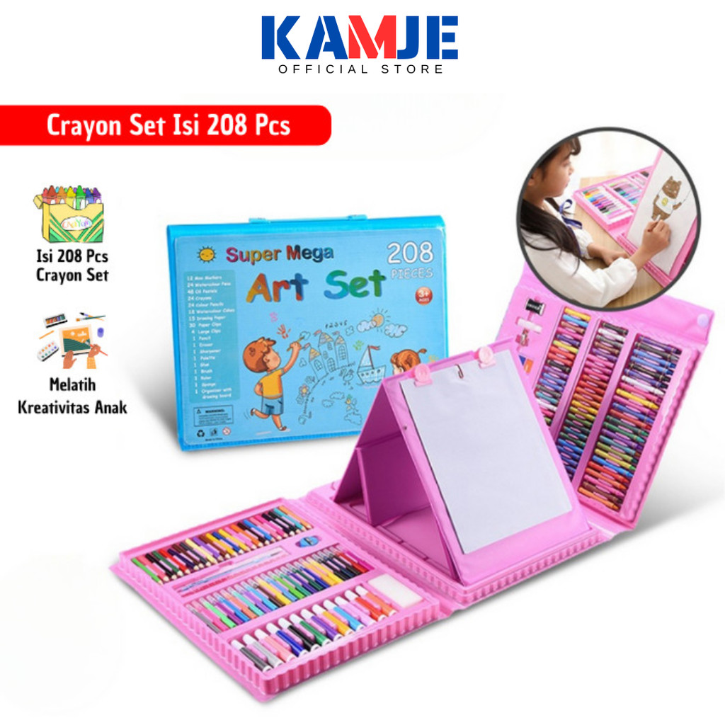 

KAMJE Pensil Warna Crayon Krayon Kerayon Set 208 Pcs Lengkap Alat Melukis Menggambar Mewarnai