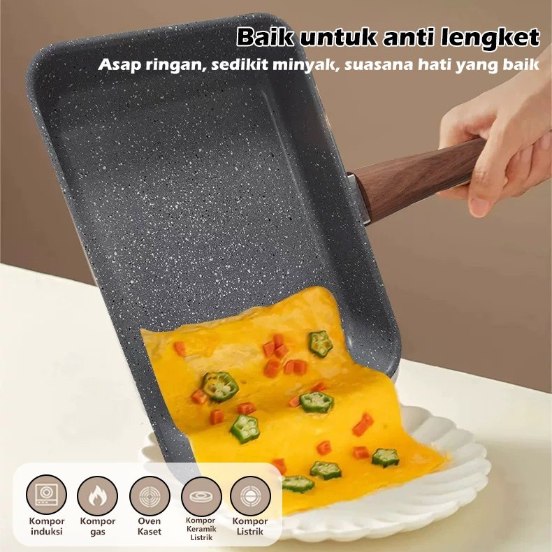Granite Tamagoyaki pan penggorengan telur anti lengket omelette Anti lengket