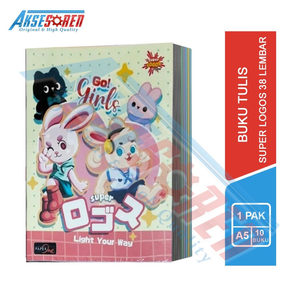 

Aksesoren Buku Tulis Super Logos 38 Lembar [10 Buku/1 Pack] / 1 Pak Setara Sidu Vision / Alat Tulis Perlengkapan Sekolah / Kertas Paper A5 Kwarto