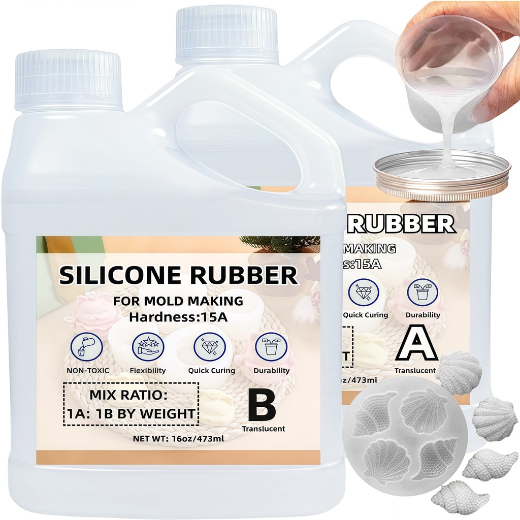 

32oz Super Elastic Liquid Silicone for Mold Making - 1:1 Mix Ratio, Ideal for Resin, Casting, Candles & DIY Crafts, Translucent