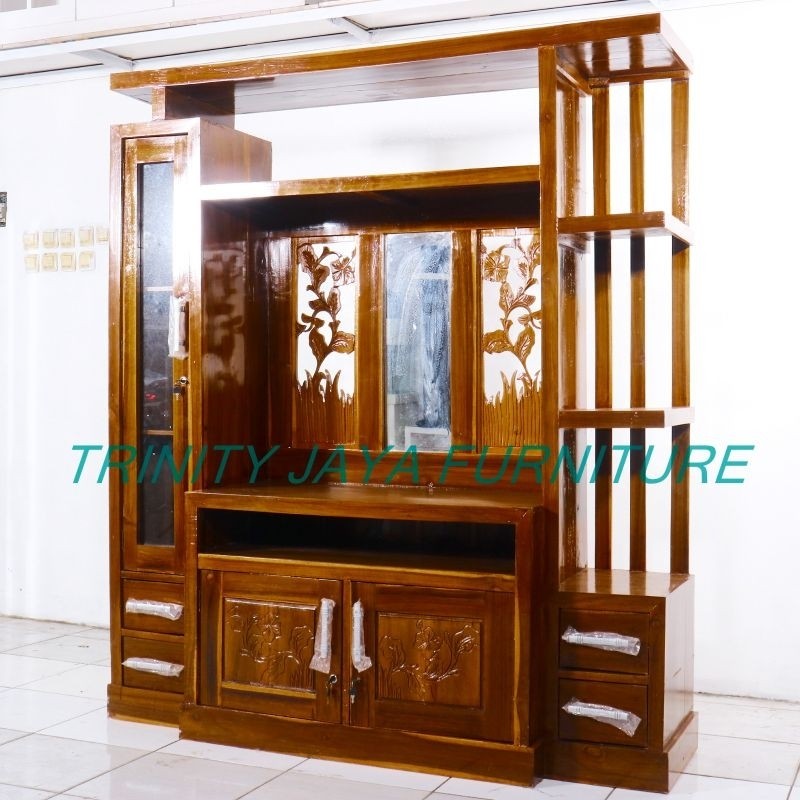 Bufet Partisi Tv Minimalis Sekat Ruangan Kayu Jati/Candra Furniture