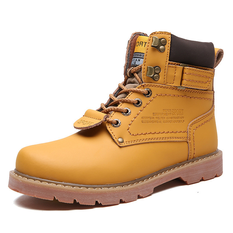 Sepatu Bot Pasangan Musim Gugur Musim Dingin Sepatu Kulit Asli Pria Sepatu Bot Kulit Pria Perdaganga