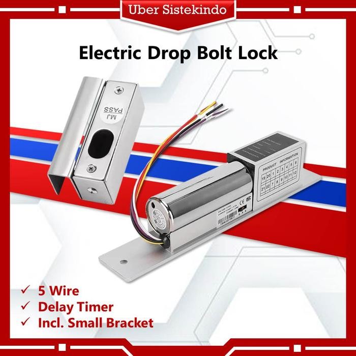 

Dropbolt Lock 5 Kabel Delay Timer - Drop Bolt Access Door Lock + Bracket Kecil