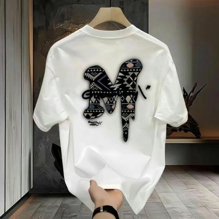 （COD） Kaus lengan pendek leher bulat bermotif katun grafis terlaris untuk pria dan wanita, atasan tr