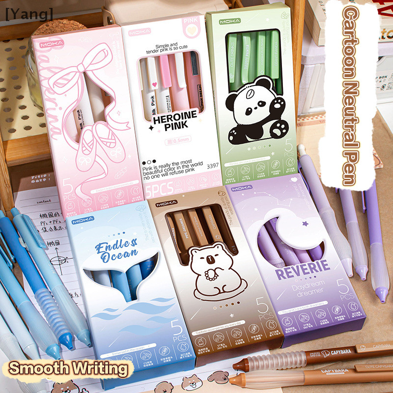 

5Pcs Kawaii Cartoon Capybara Panda Gel Pen Quick-Drying Neutral Pens Writing Smooth Gel Pens Office Supplies Stationery Gifts