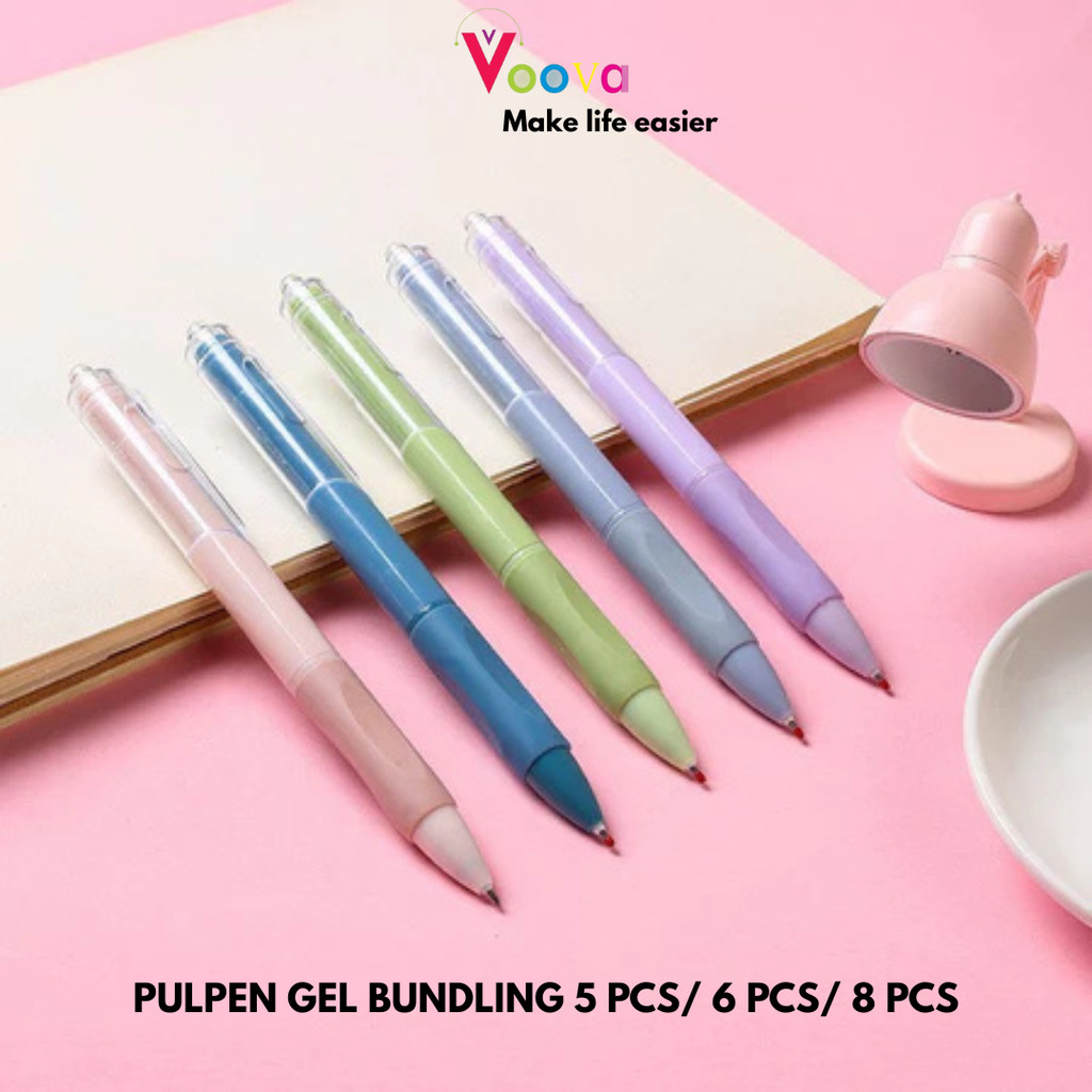 

VOOVA Paket Pulpen Pelajar/ Bundling 5 pcs/6 pcs/8 pcs Pulpen Bundling/Pen Quick-Drying 0.5mm Black/ Pulpen Gel Anti Bocor/ Pulpen Tinta Hitam