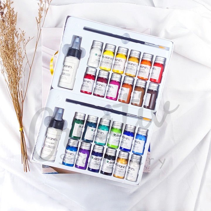 

MARIES Fabric Paint 24 Color Set Cat Kain Warna